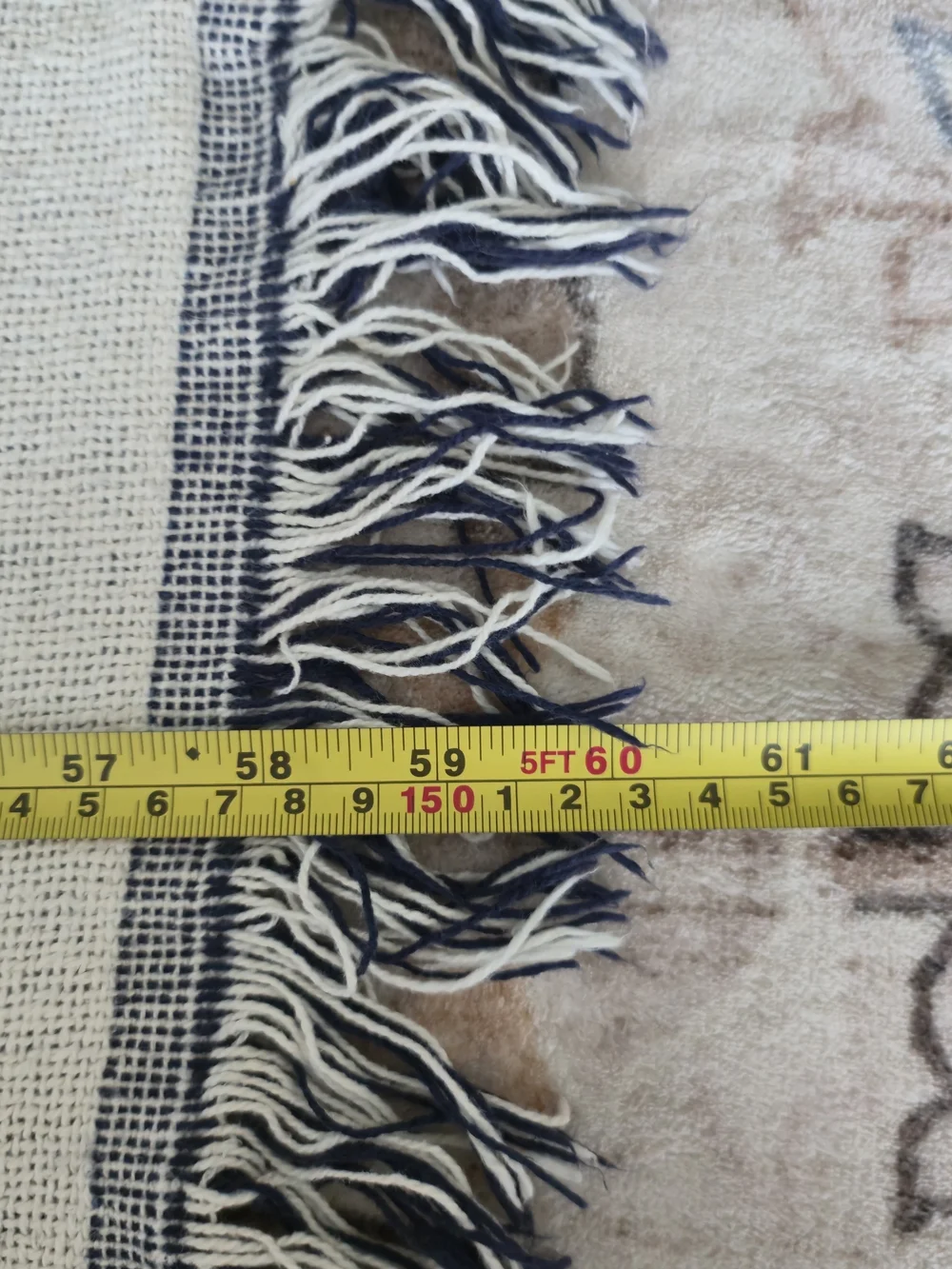 Vintage Nautical Woven Tapestry Throw Blanket 60x47 Coastal Beach Seaside Fringe